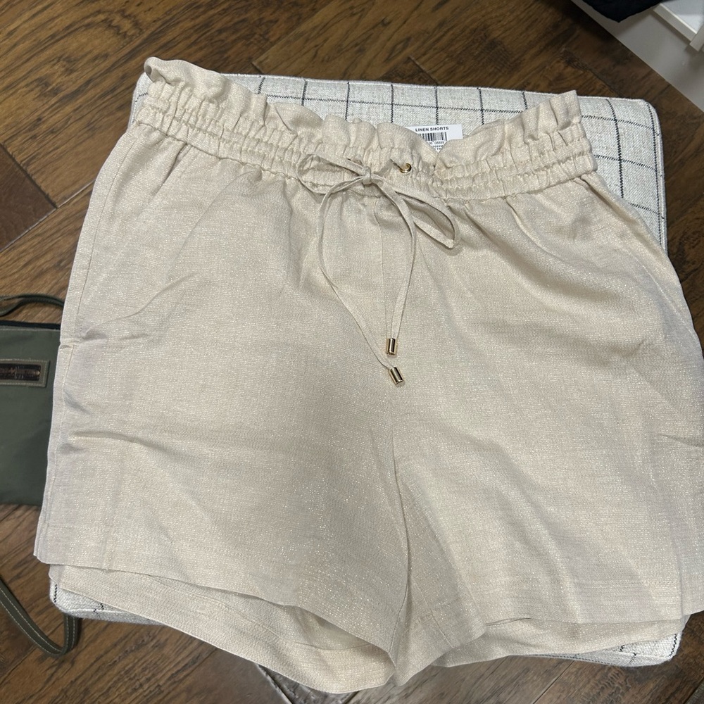 Linen shorts - INC brand.high rise style, gold shimmer.